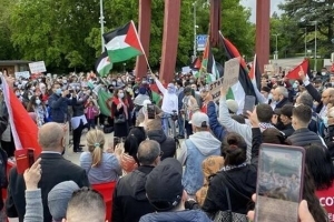 حامیان فلسطین مقابل مقر سازمان ملل تجمع کردند